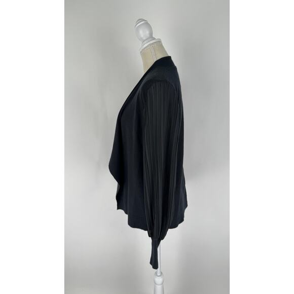 Siani Milano Waterfall Cardigan Sheer Accordion Long Sleeve Womens Medium Black - Picture 3 of 10